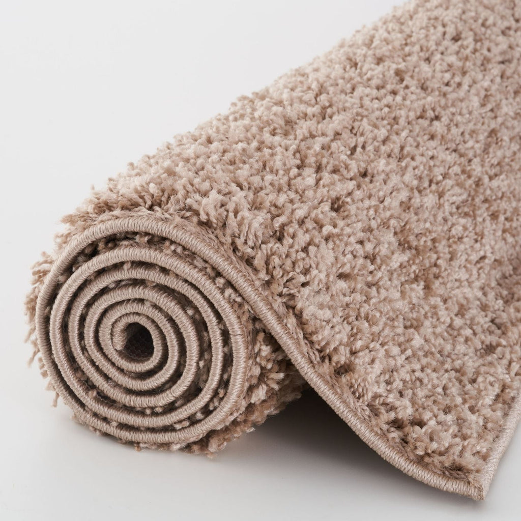 Solid Beige Shaggy Rug