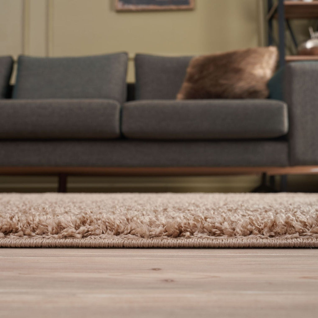 Solid Beige Shaggy Rug