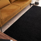 Solid Black Shaggy Rug
