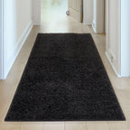 Solid Black Shaggy Rug