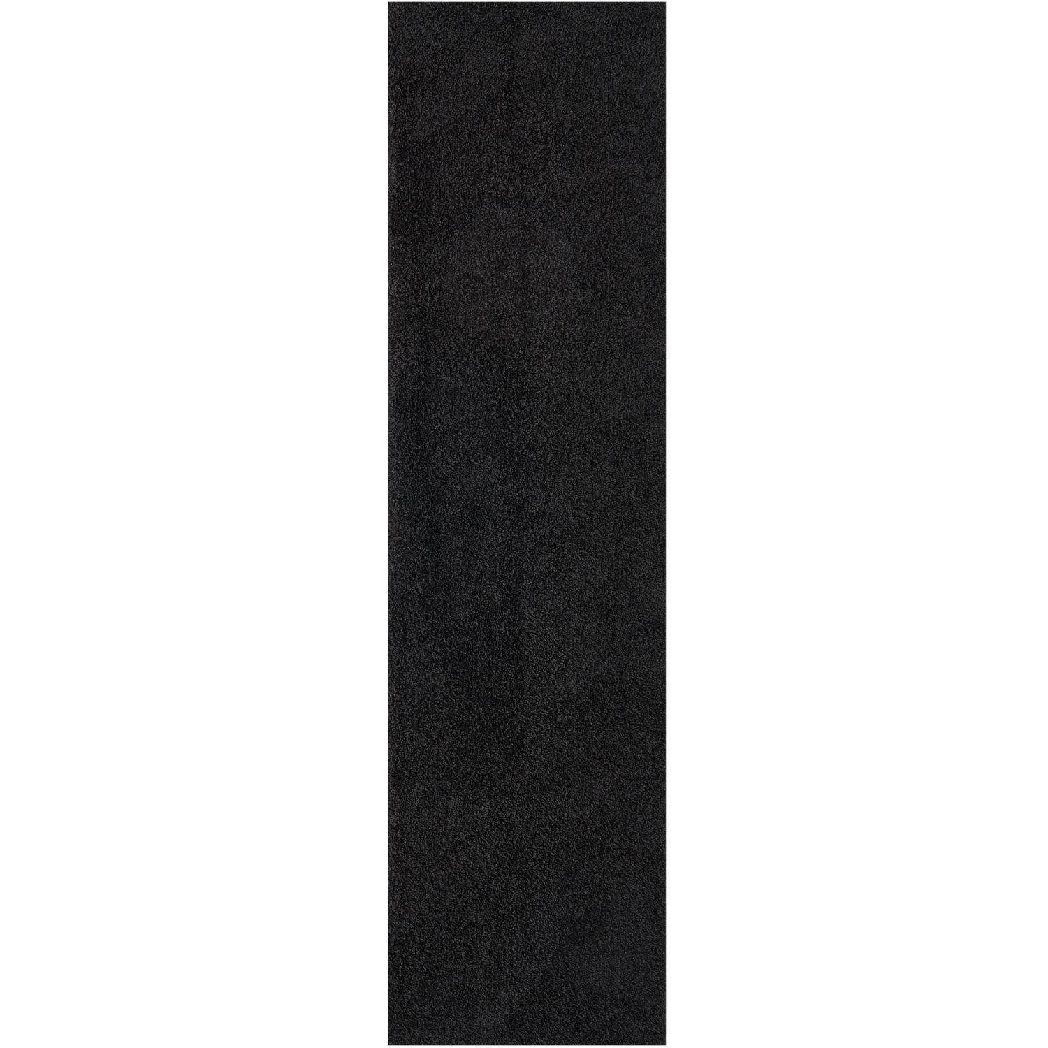 Solid Black Shaggy Rug 80X300 cm