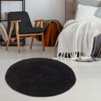 Solid Black Shaggy Rug