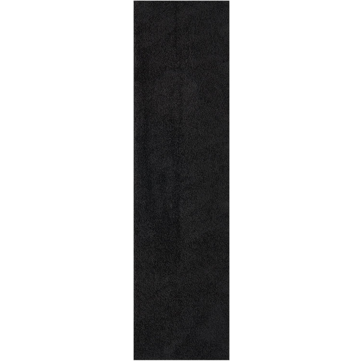 Solid Black Shaggy Rug 80X300 cm