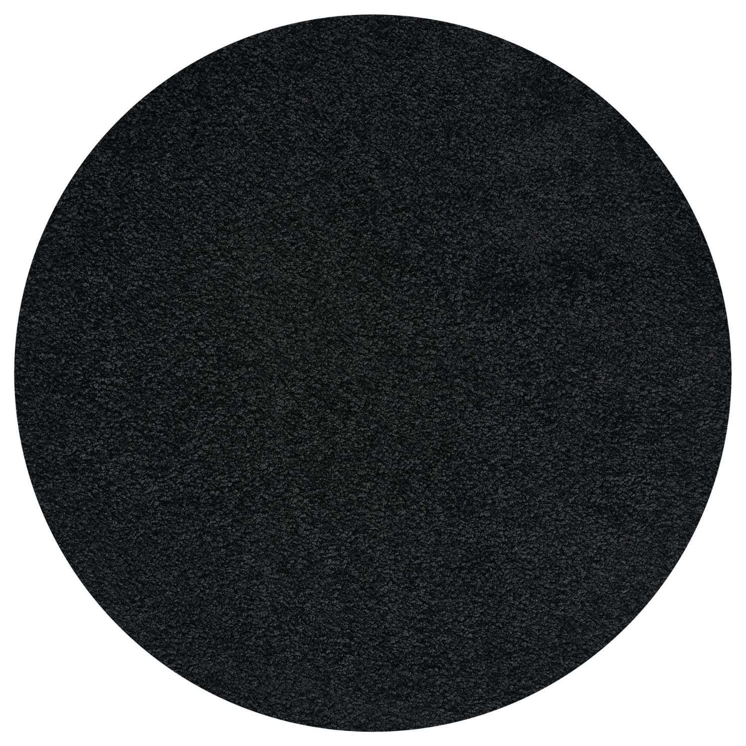 Solid Black Shaggy Rug Ø 120 cm
