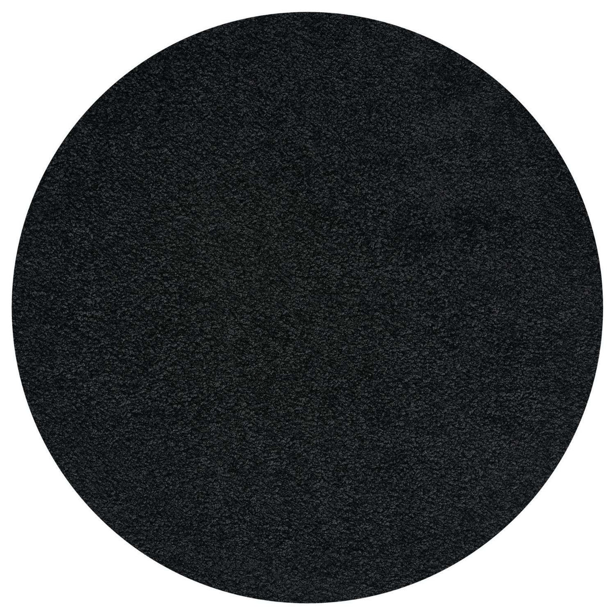 Solid Black Shaggy Rug Ø 120 cm