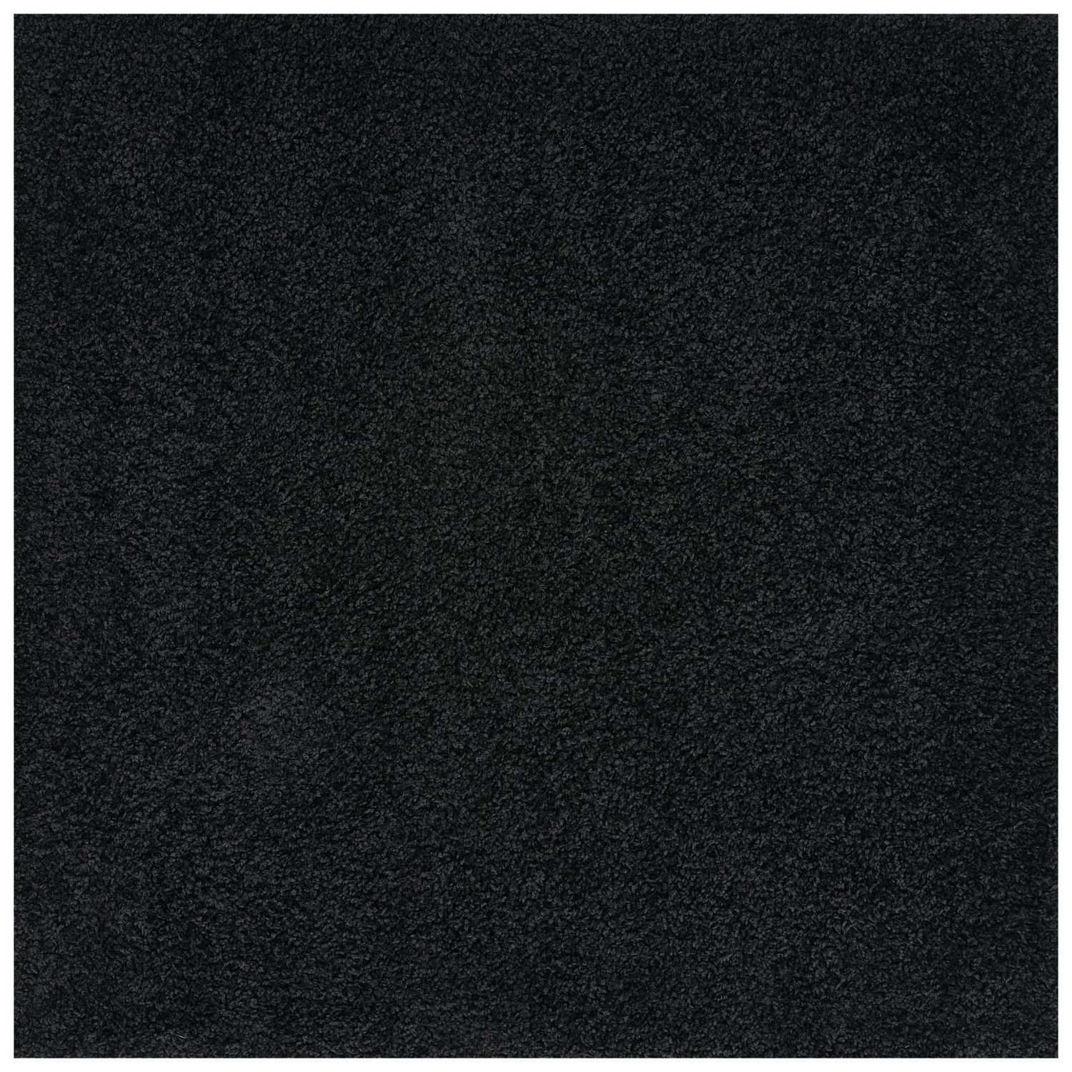 Solid Black Shaggy Rug 120X120 cm