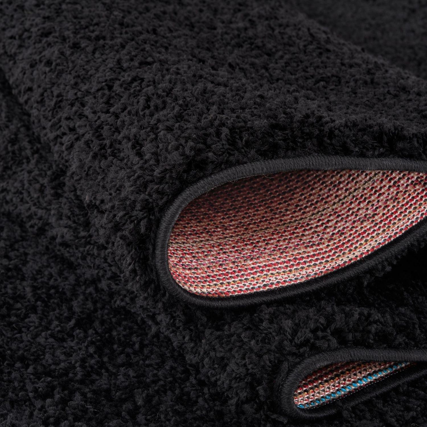 Solid Black Shaggy Rug