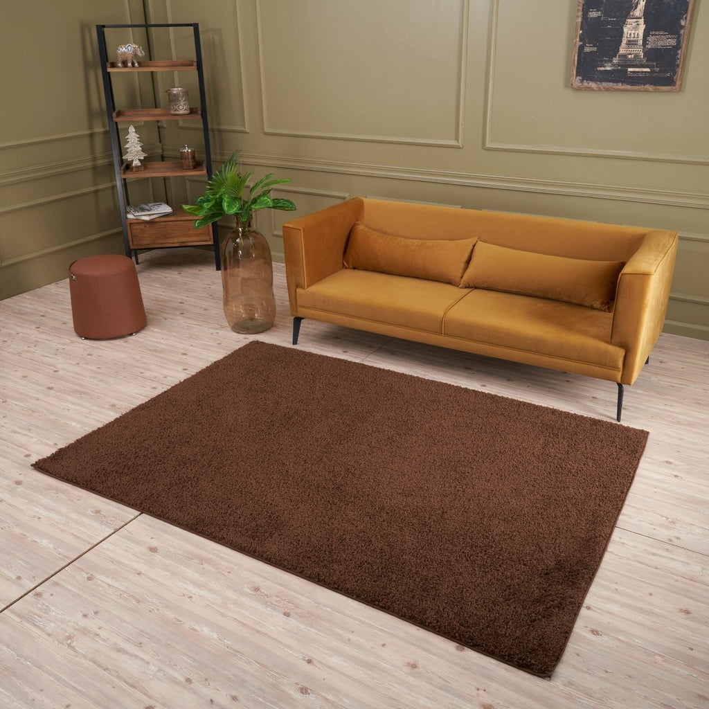Solid Brown Shaggy Rug