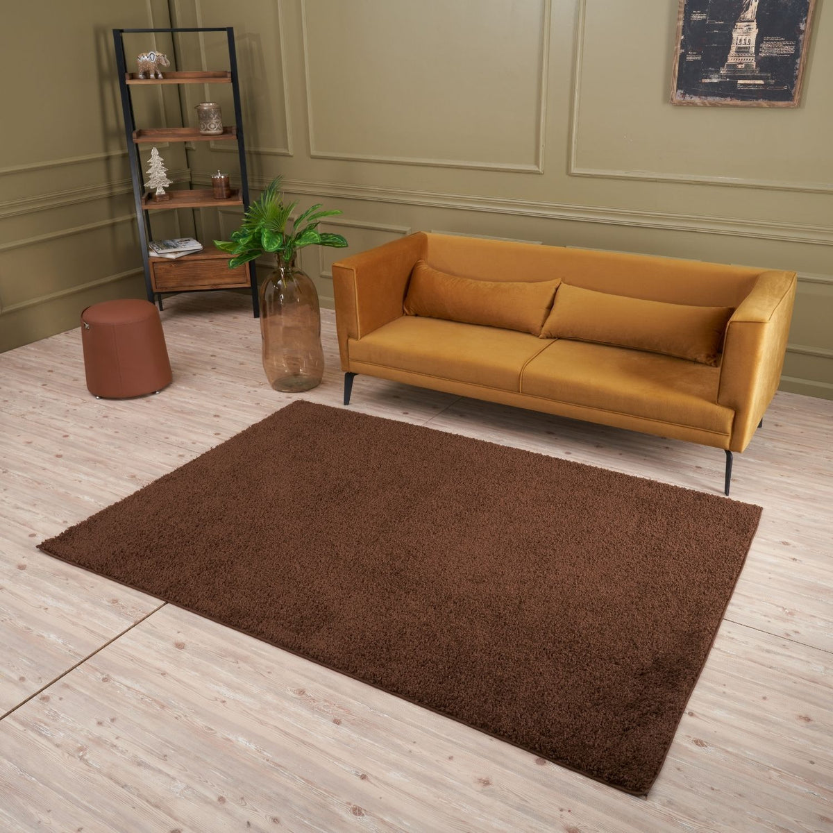 Solid Brown Shaggy Rug