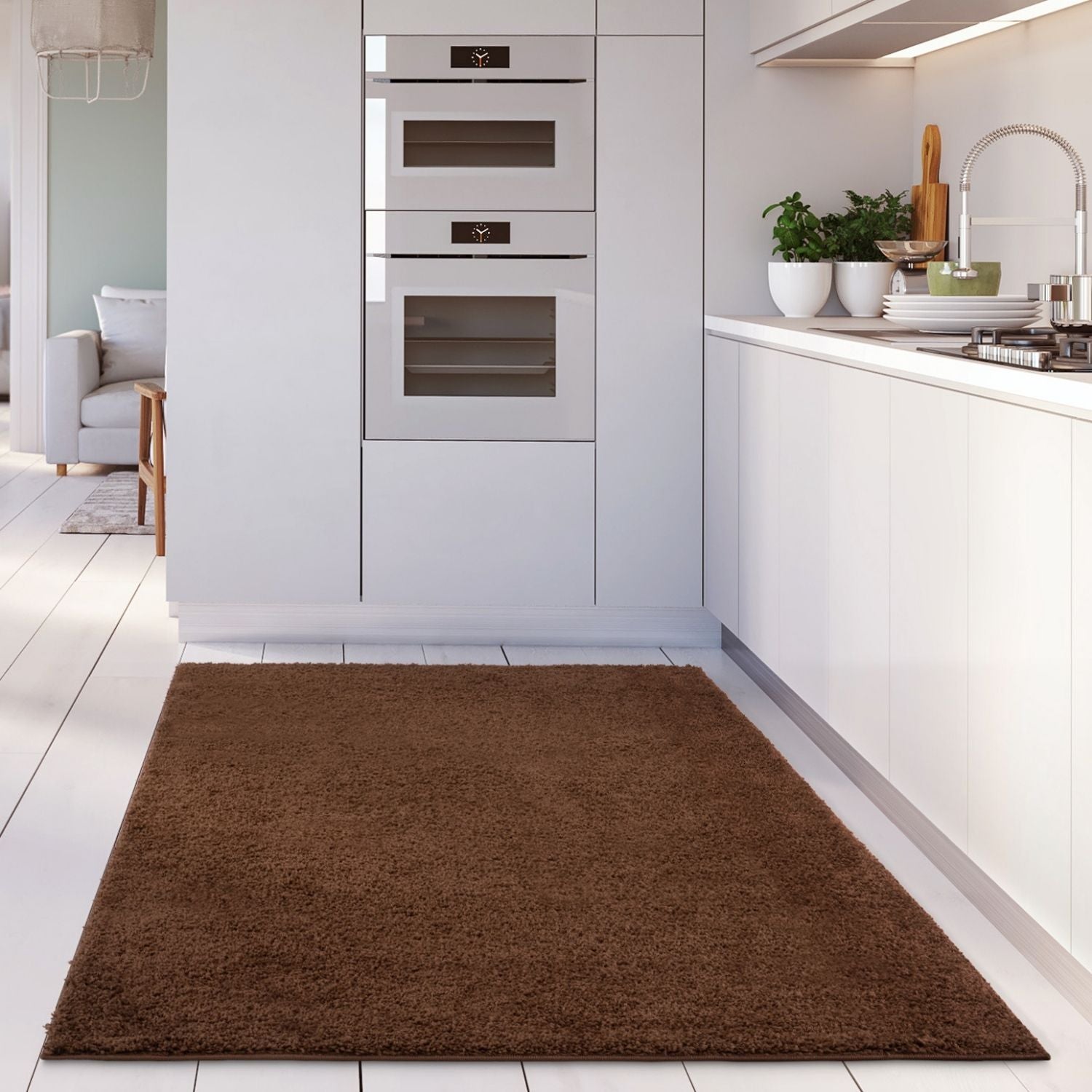 Solid Brown Shaggy Rug