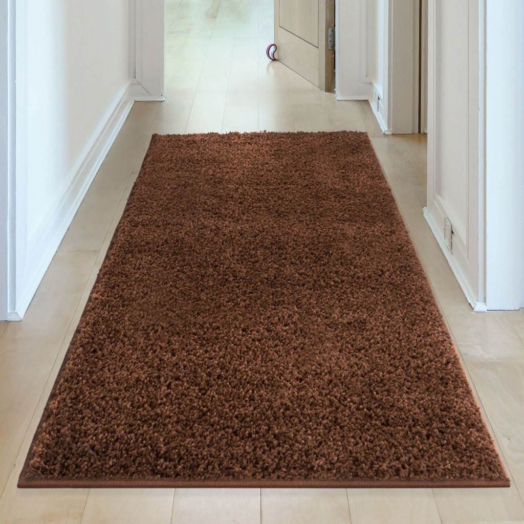 Solid Brown Shaggy Rug