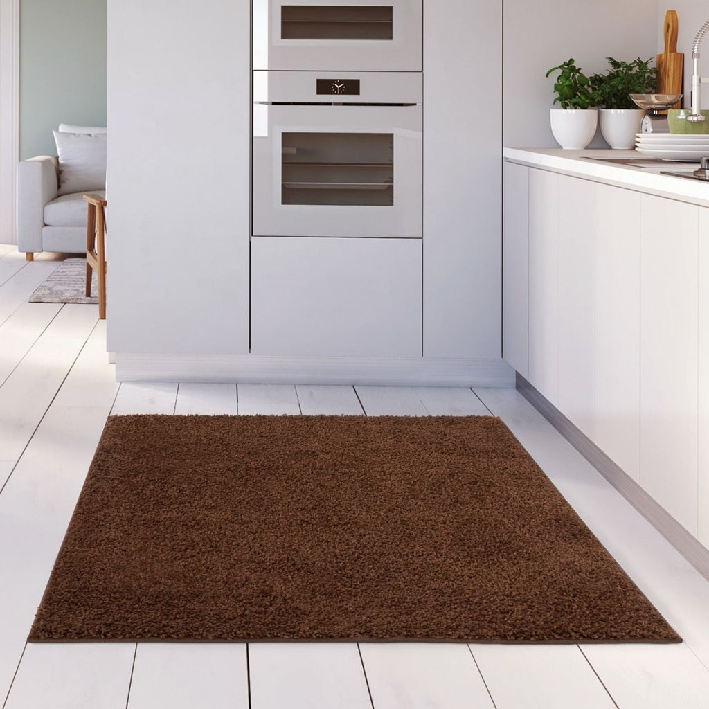 Solid Brown Shaggy Rug