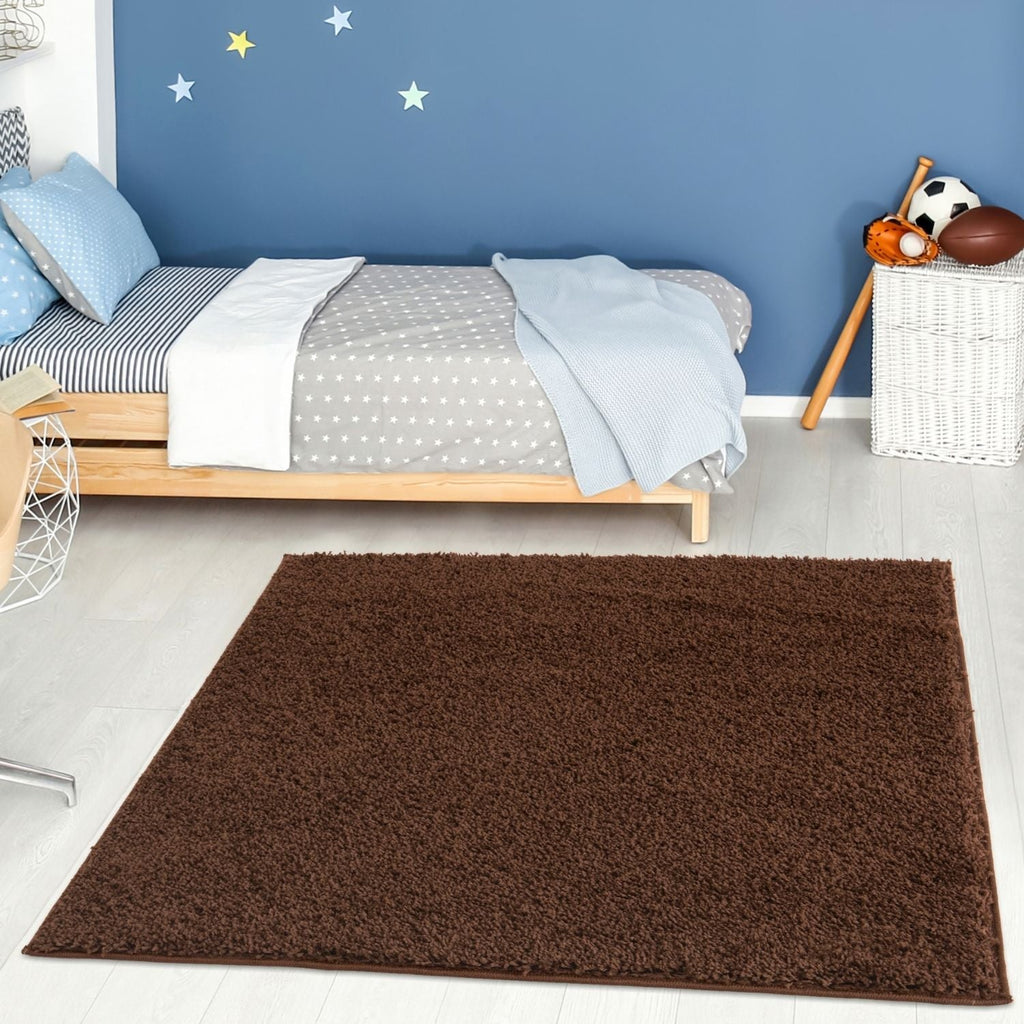 Solid Brown Shaggy Rug