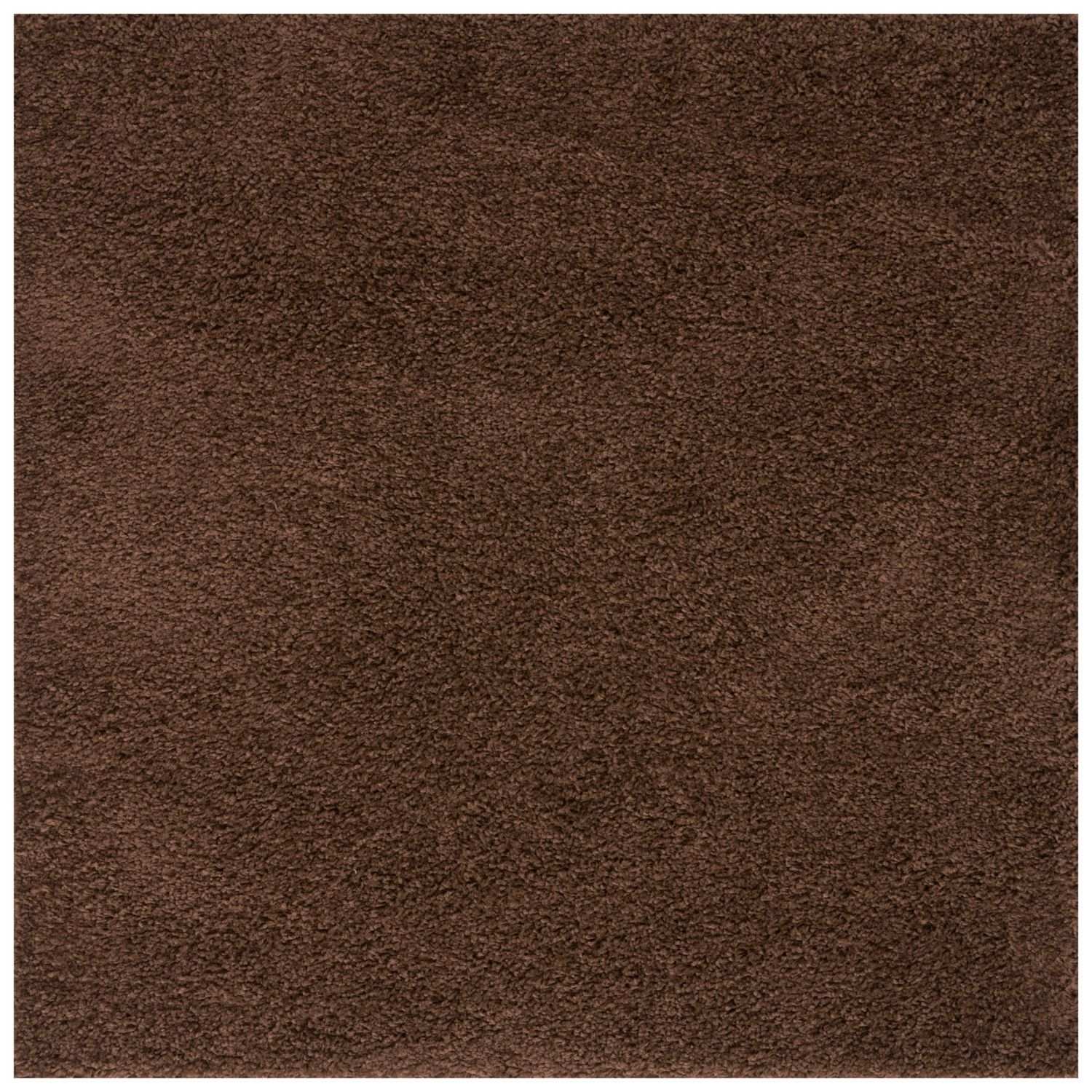 Solid Brown Shaggy Rug 120X120 cm