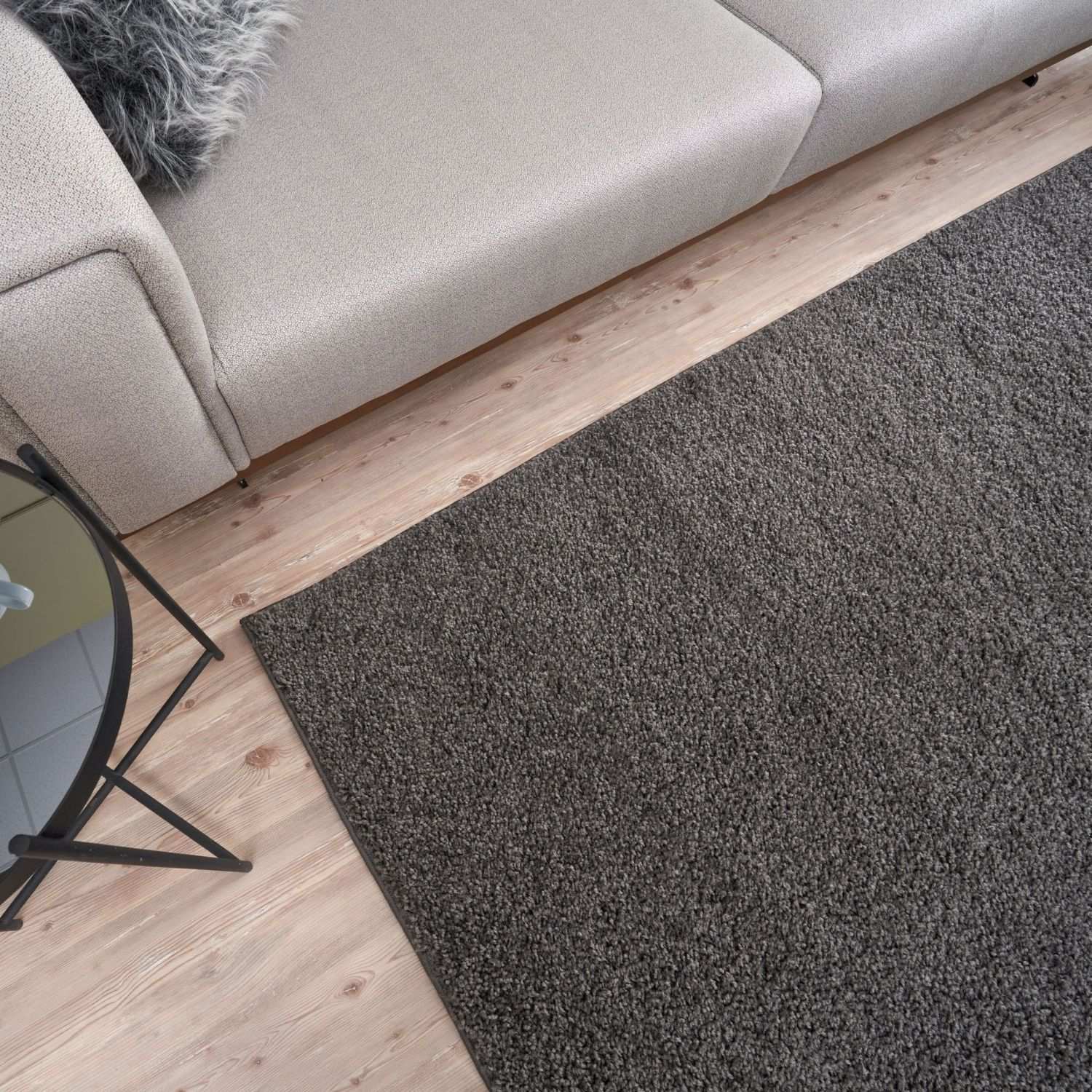 Solid Dark Grey Shaggy Rug