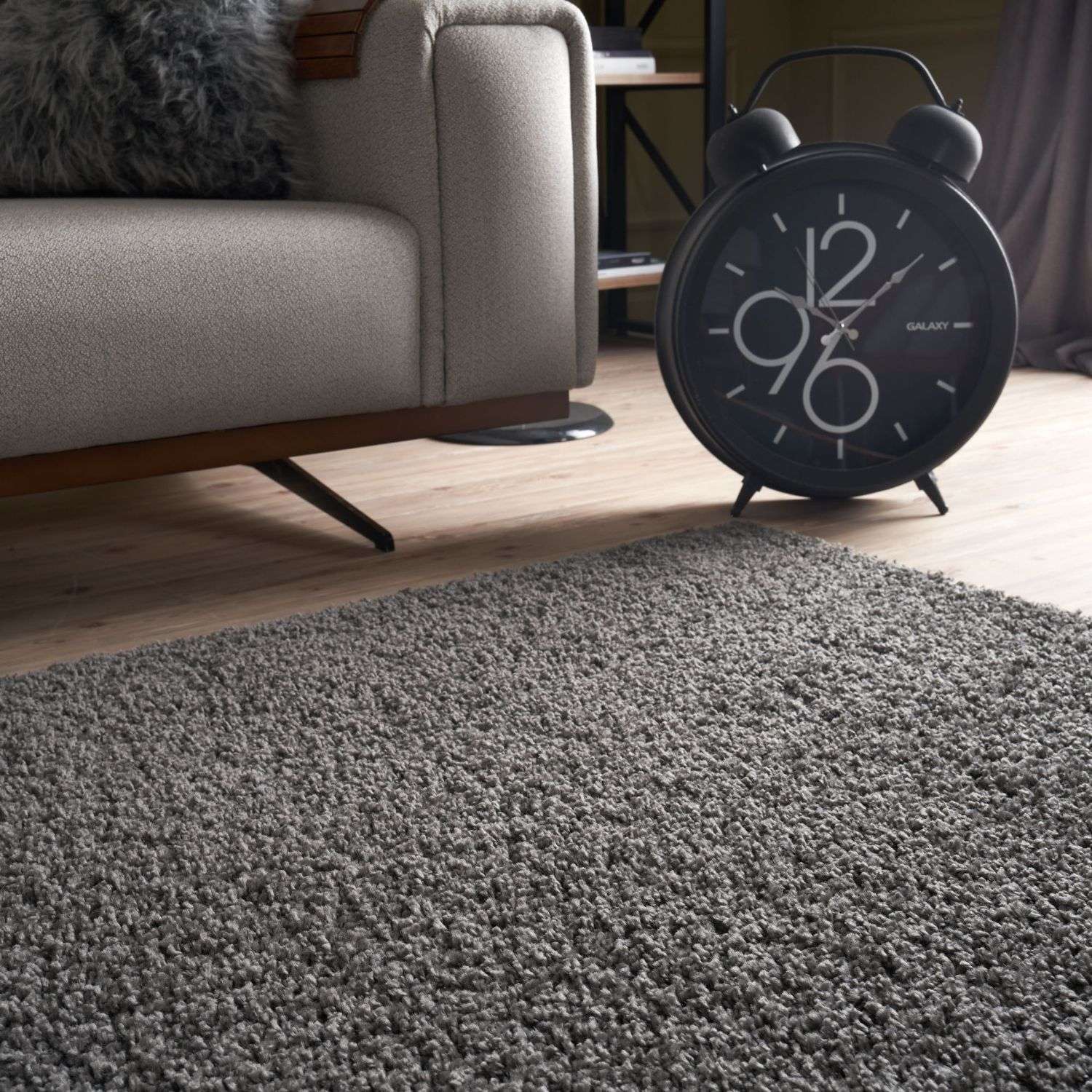 Solid Dark Grey Shaggy Rug