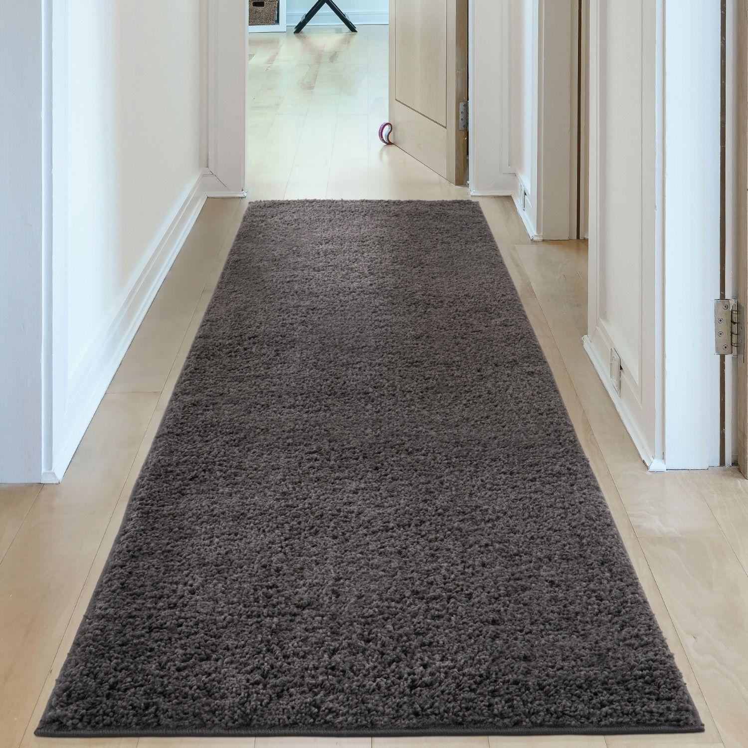 Solid Dark Grey Shaggy Rug