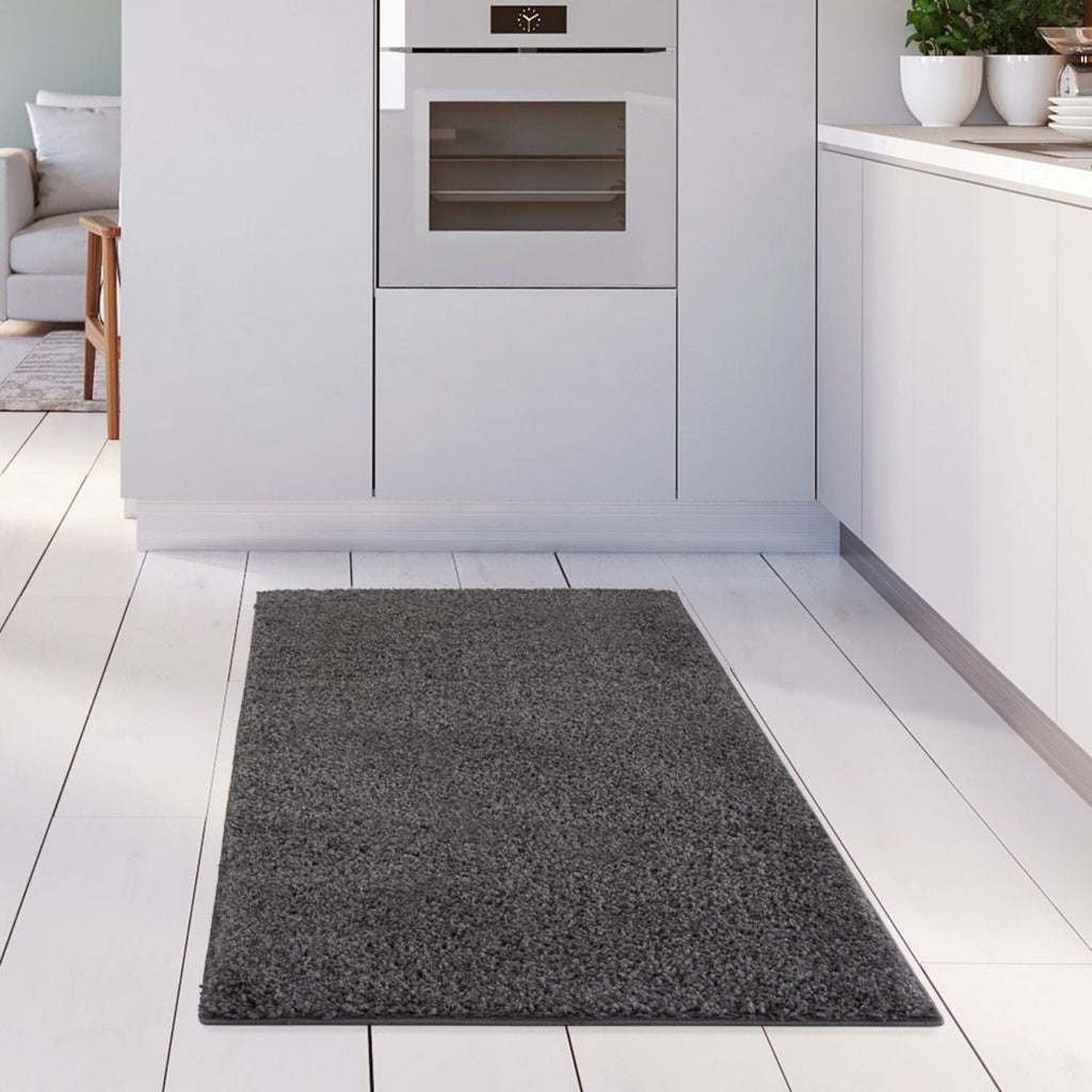 Solid Dark Grey Shaggy Rug
