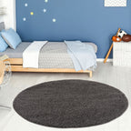 Solid Dark Grey Shaggy Rug