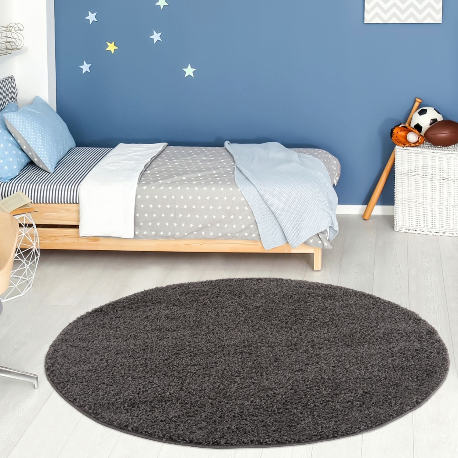 Solid Dark Grey Shaggy Rug