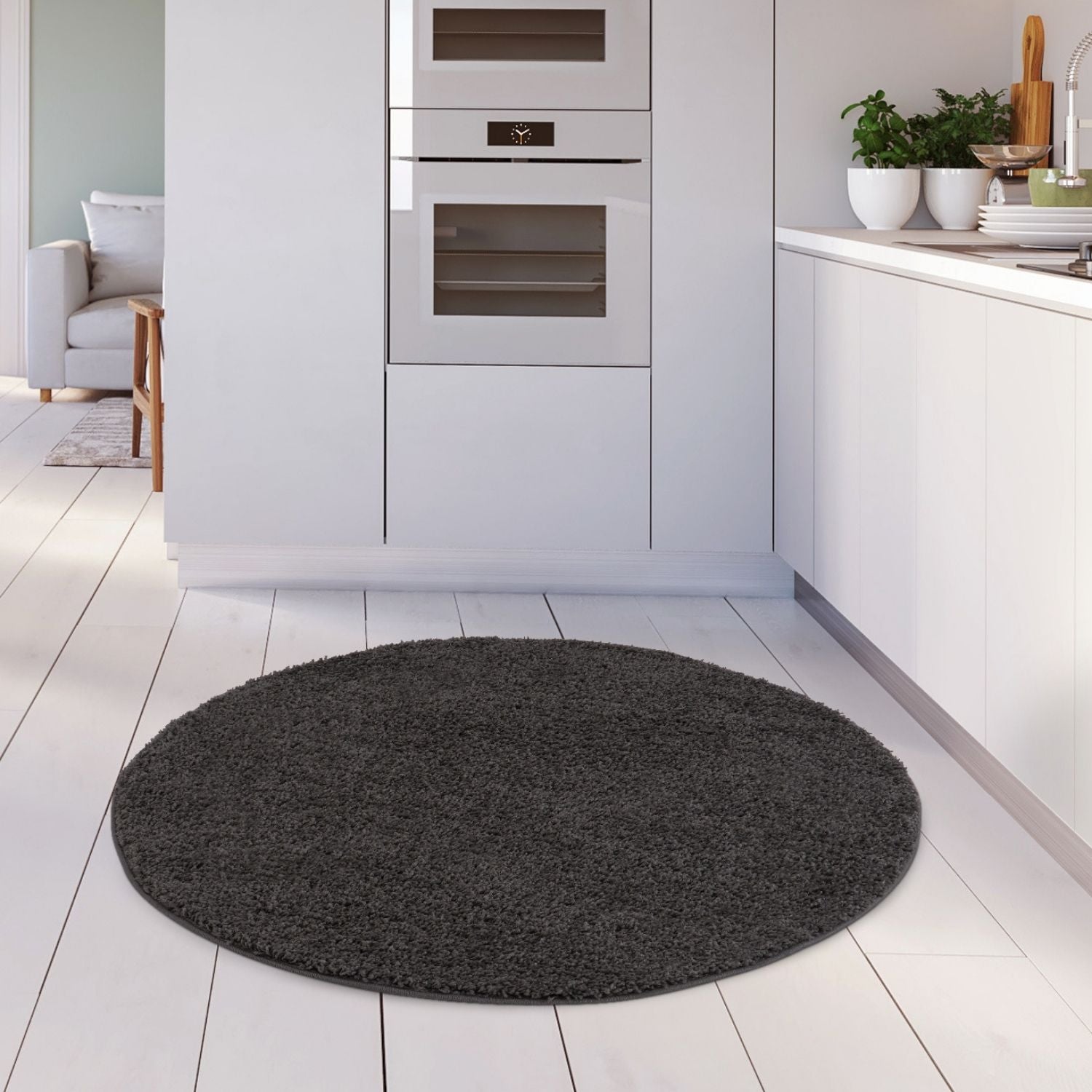 Solid Dark Grey Shaggy Rug