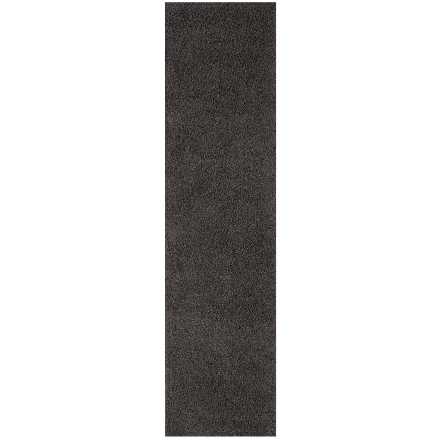 Solid Dark Grey Shaggy Rug 80X300 cm