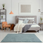 Solid Duck Egg Blue Shaggy Rug