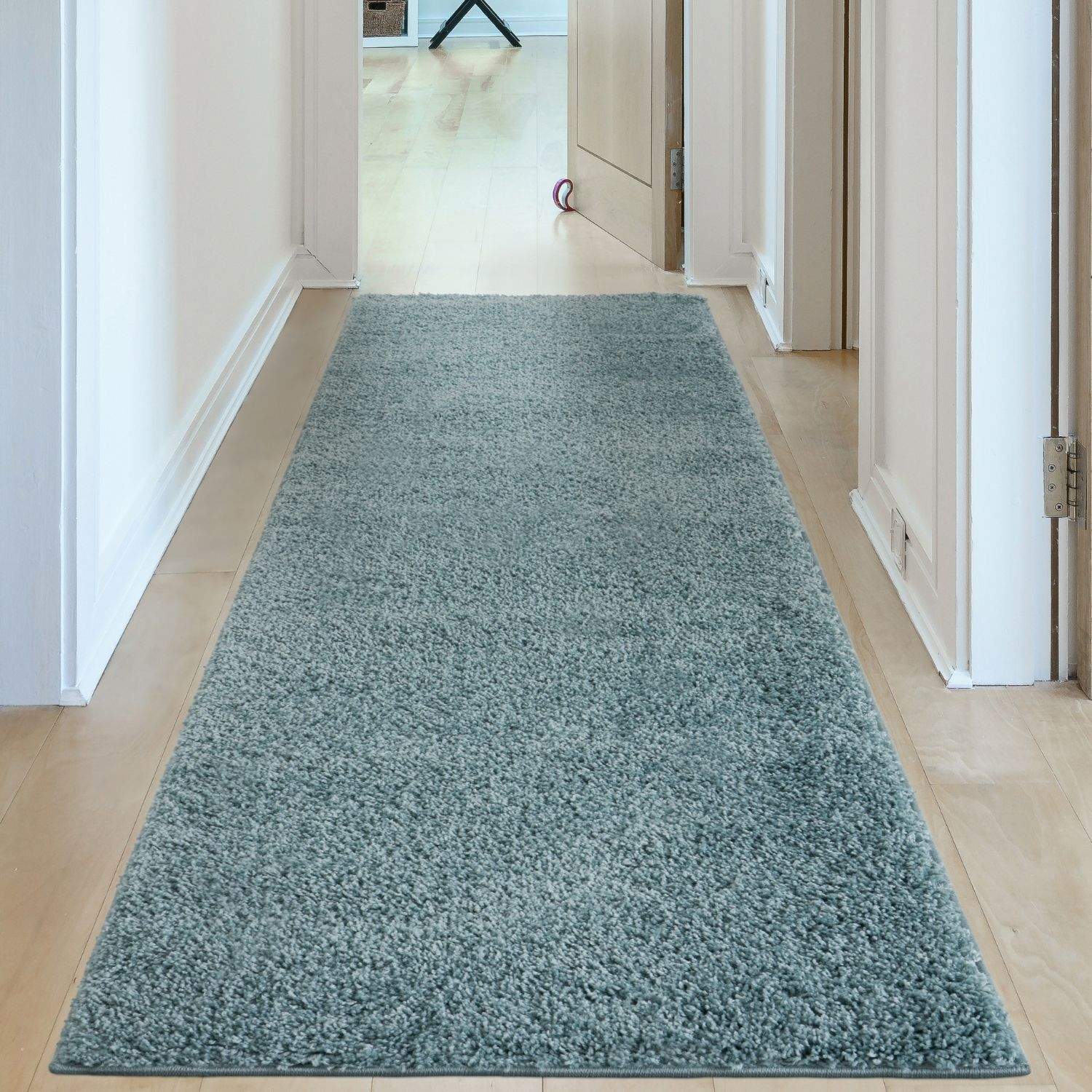 Solid Duck Egg Blue Shaggy Rug