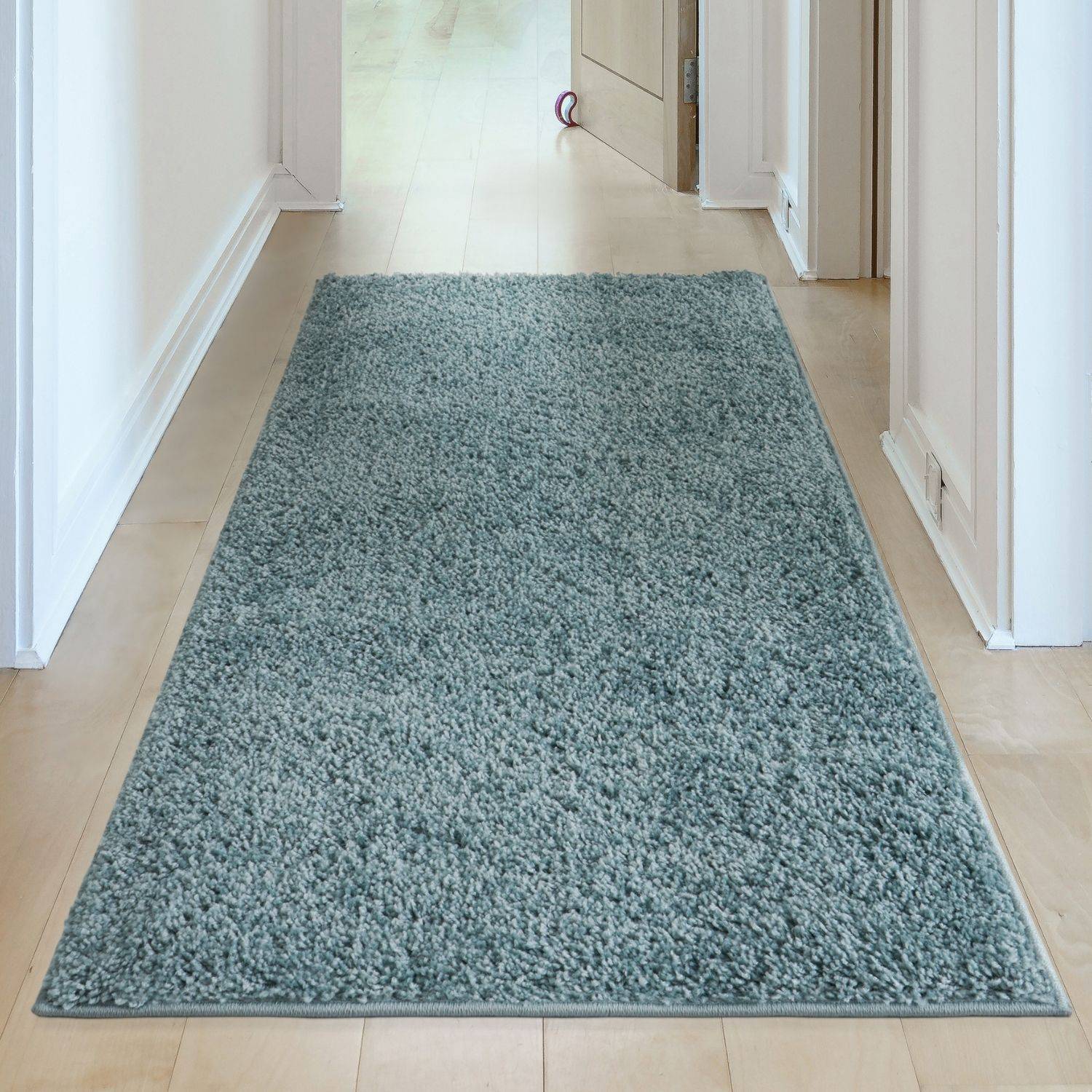 Solid Duck Egg Blue Shaggy Rug