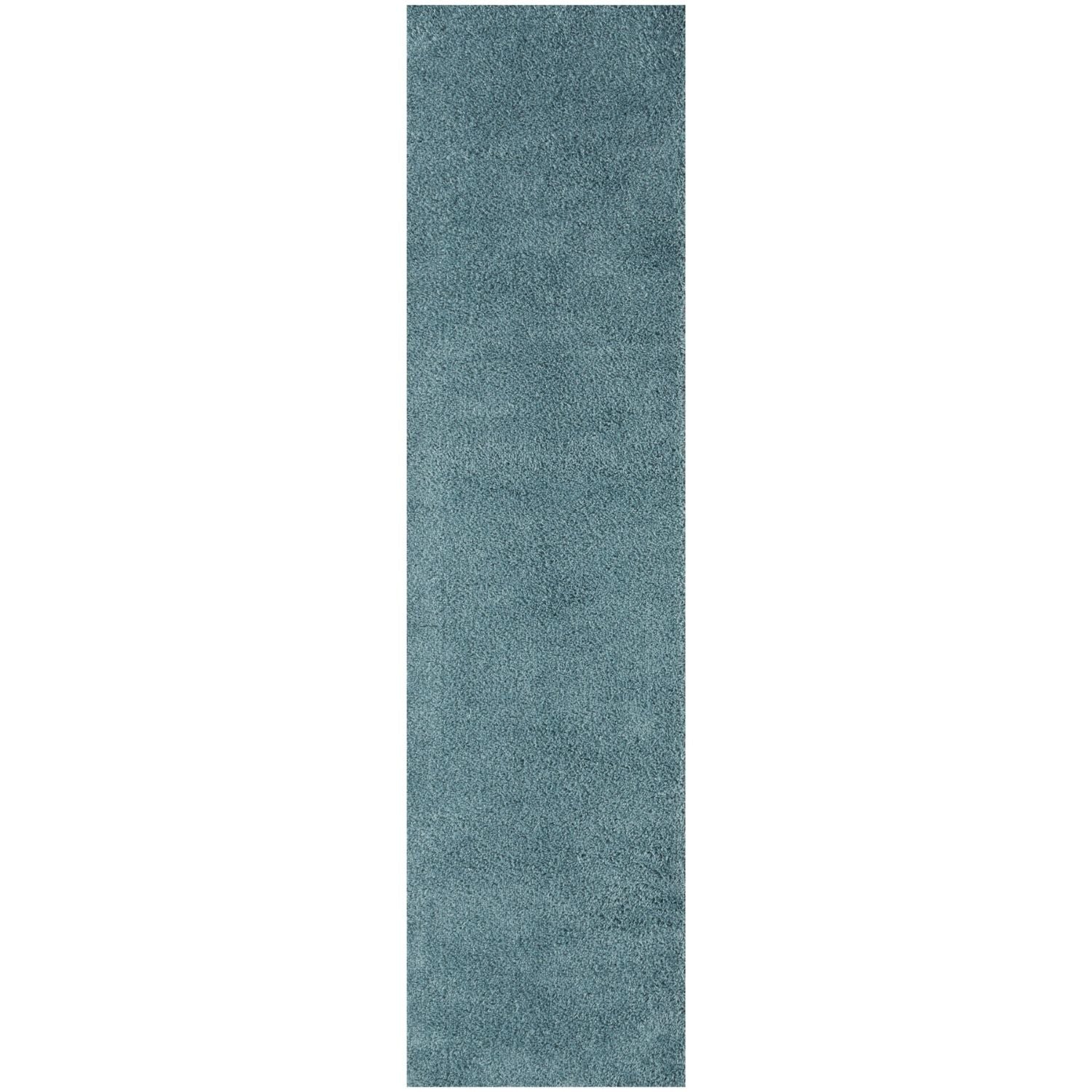 Solid Duck Egg Blue Shaggy Rug 80X300 cm
