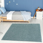 Solid Duck Egg Blue Shaggy Rug