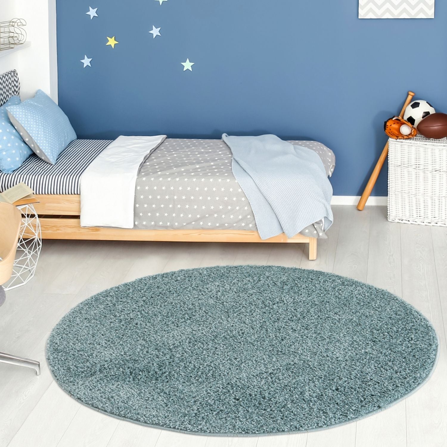 Solid Duck Egg Blue Shaggy Rug
