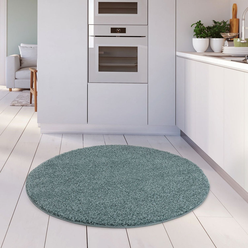 Solid Duck Egg Blue Shaggy Rug