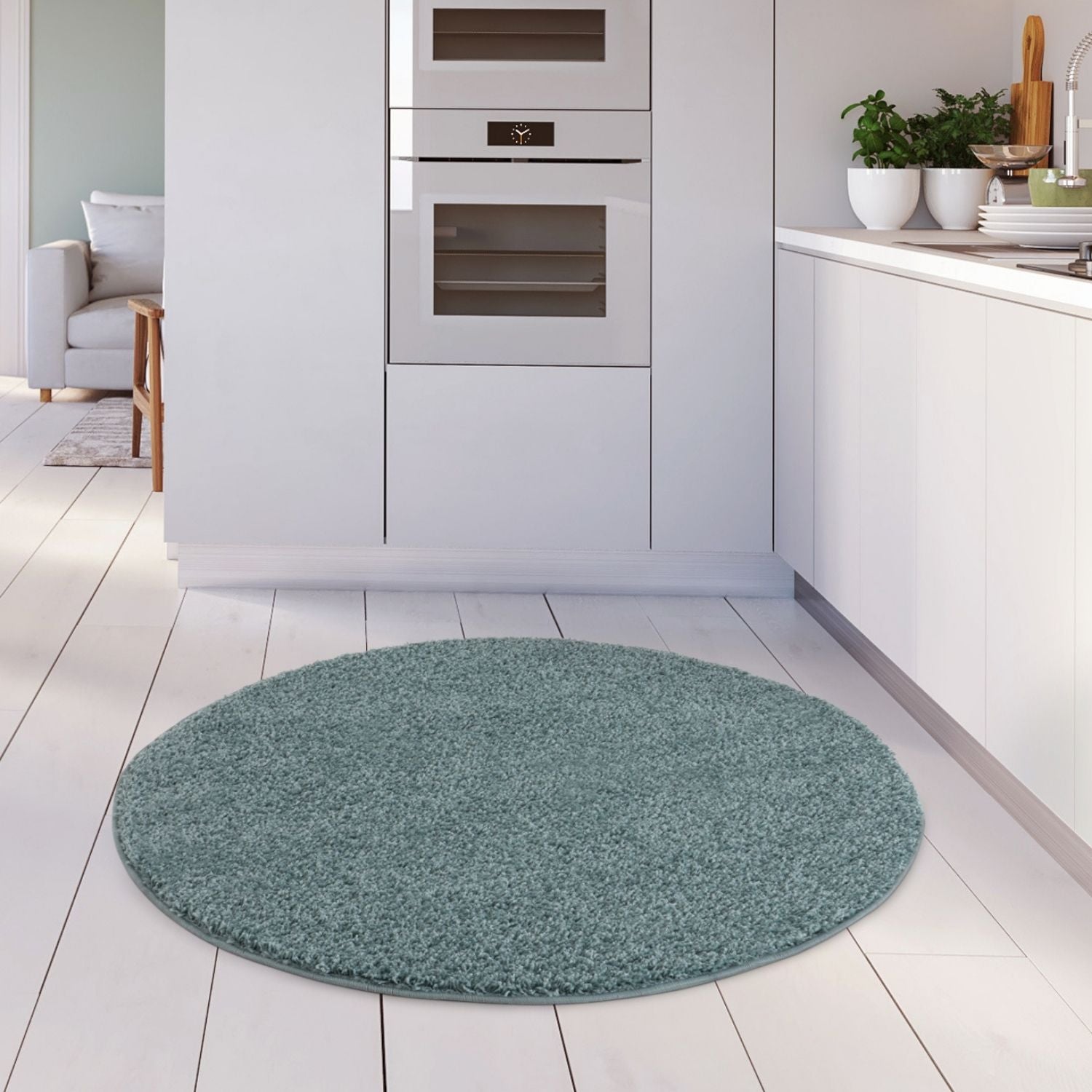 Solid Duck Egg Blue Shaggy Rug