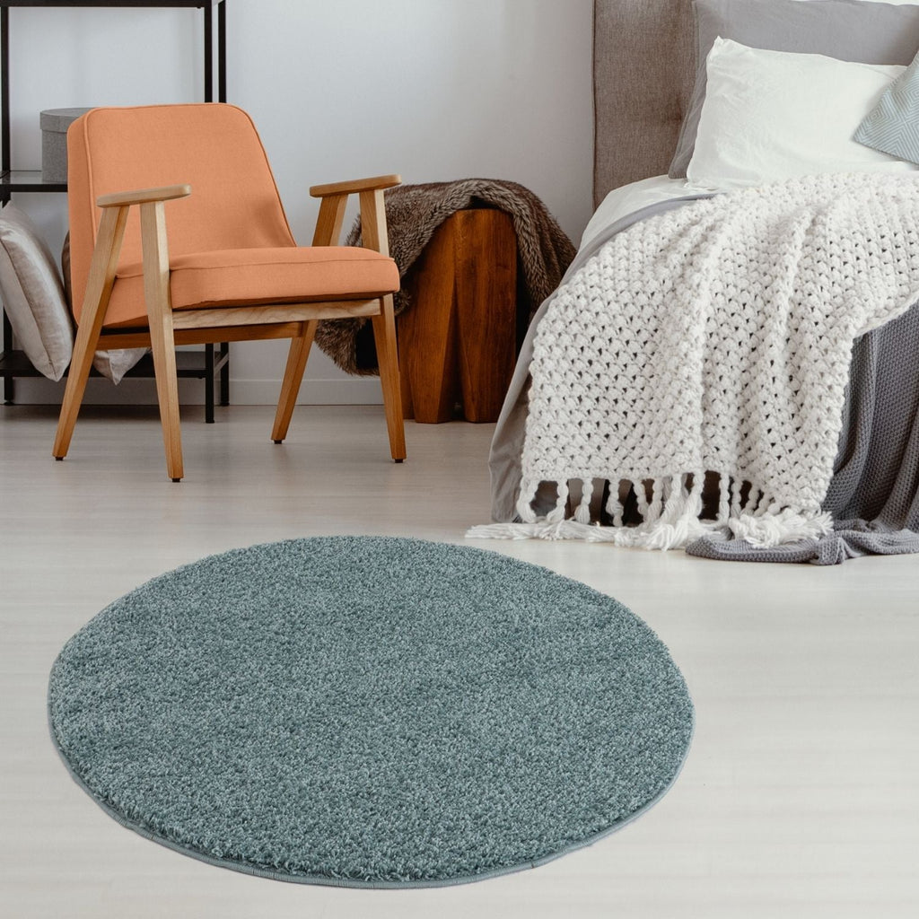 Solid Duck Egg Blue Shaggy Rug