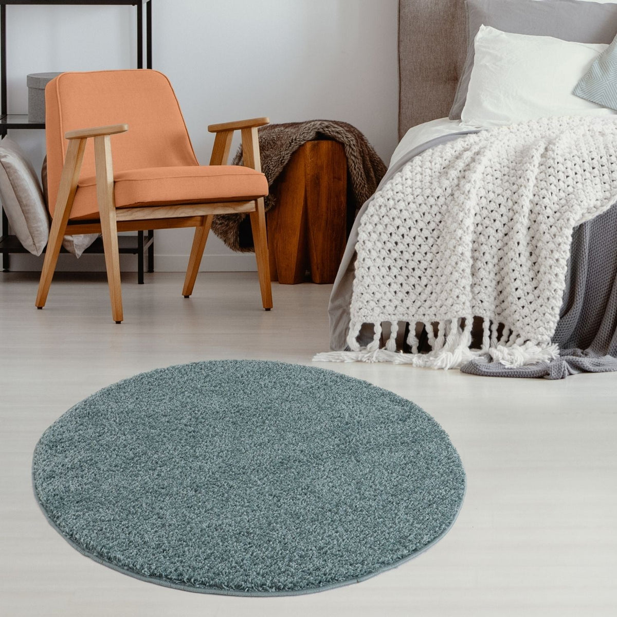 Solid Duck Egg Blue Shaggy Rug