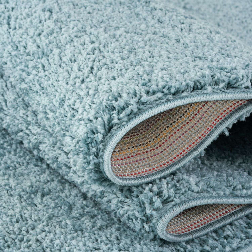 Solid Duck Egg Blue Shaggy Rug
