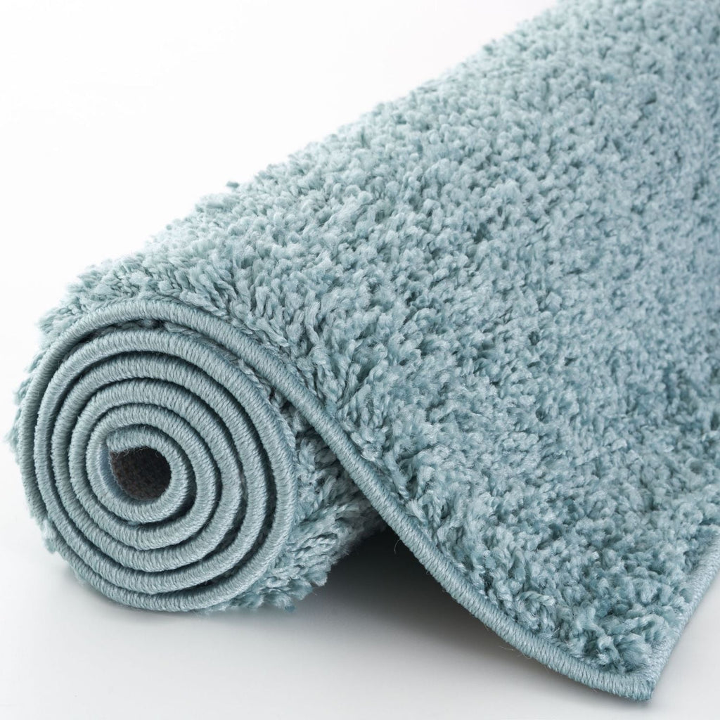 Solid Duck Egg Blue Shaggy Rug