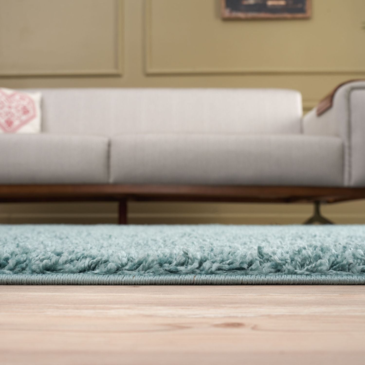 Solid Duck Egg Blue Shaggy Rug
