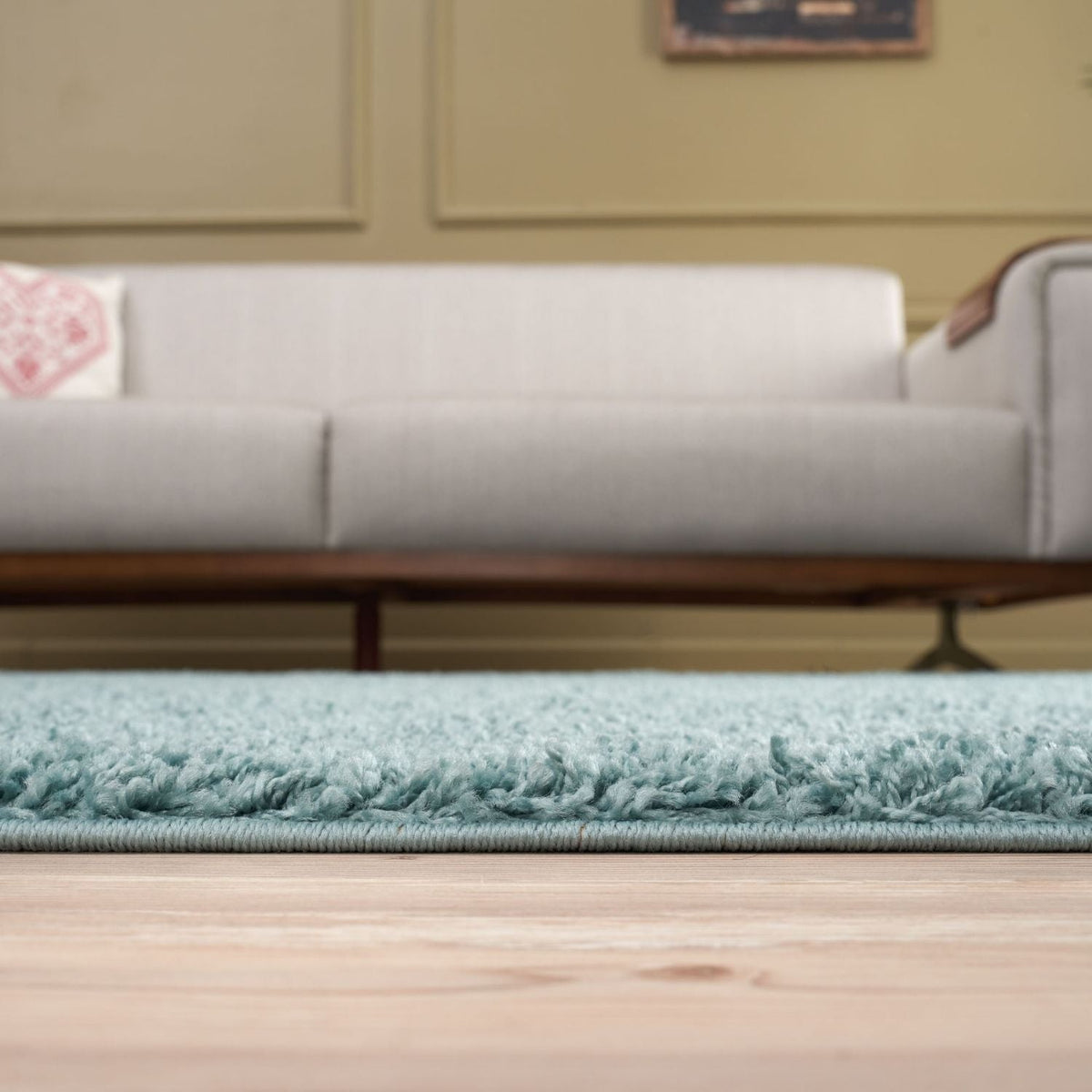 Solid Duck Egg Blue Shaggy Rug