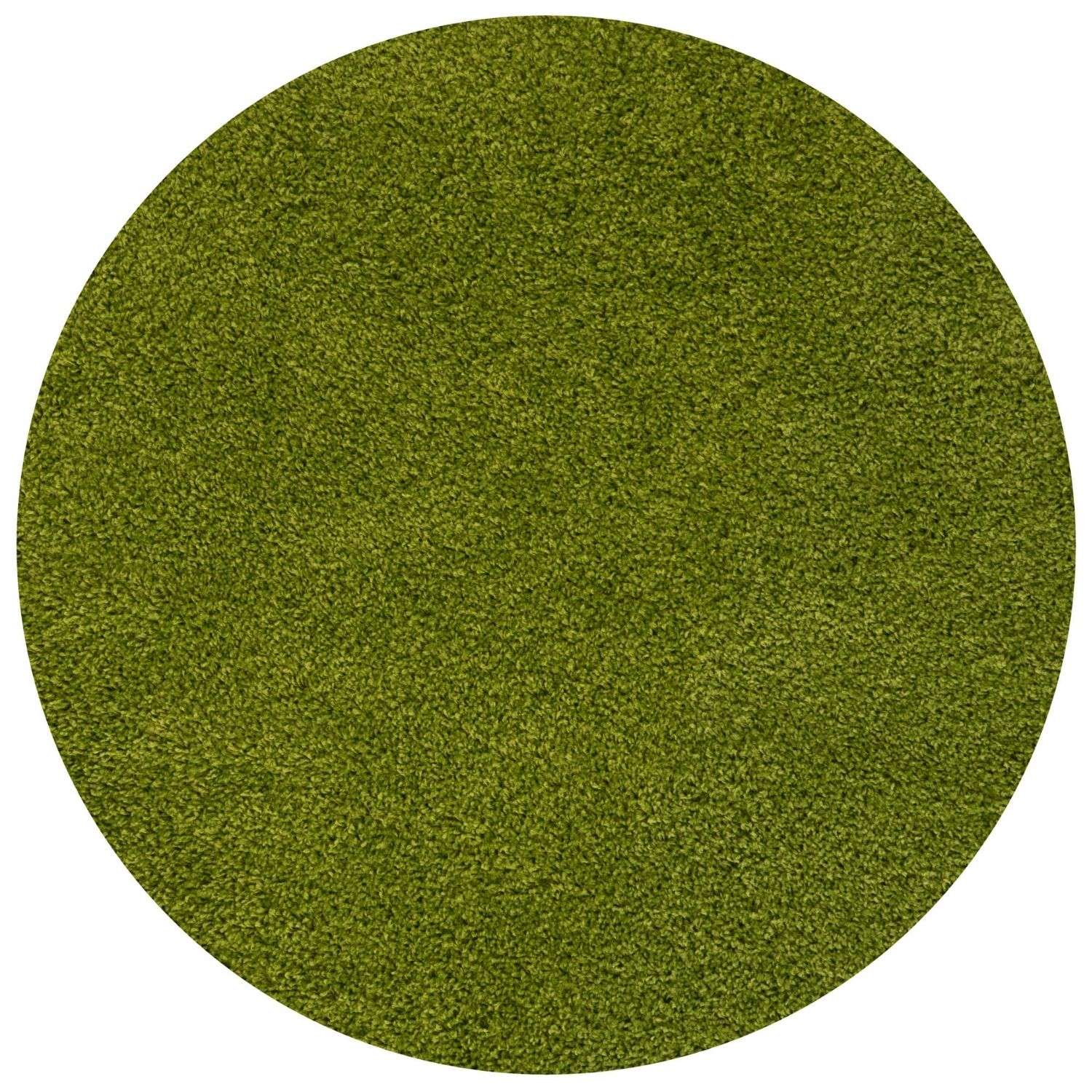 Solid Green Shaggy Rug Ø 120 cm