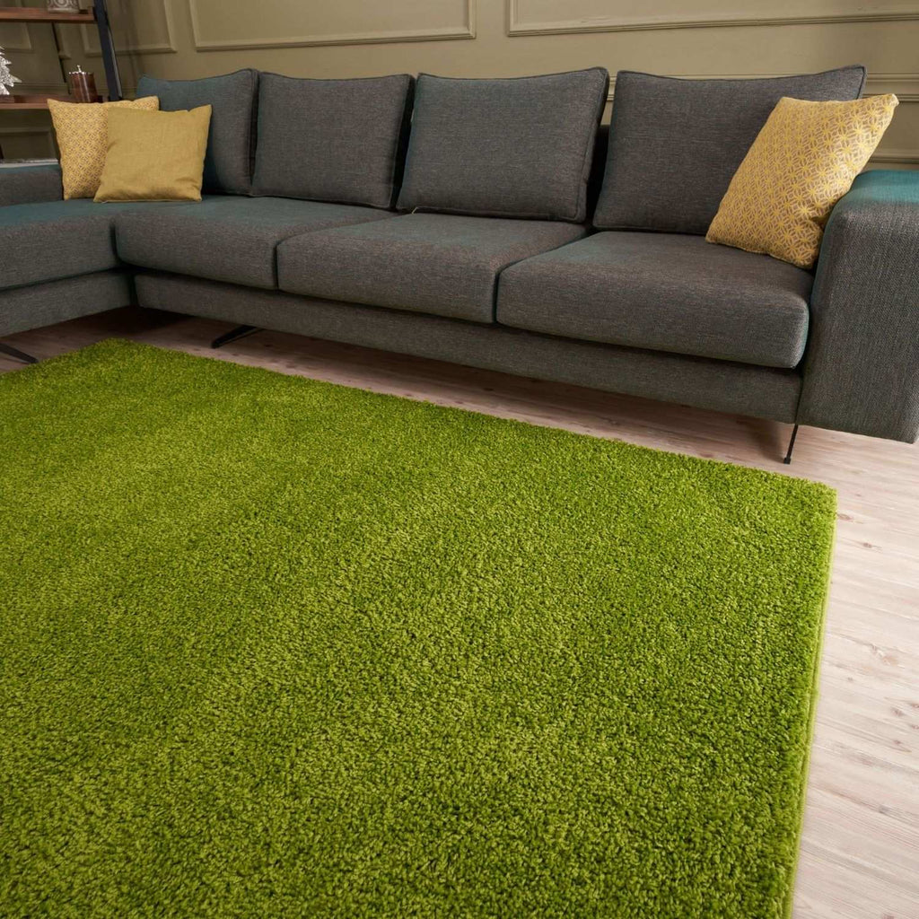 Solid Green Shaggy Rug
