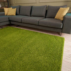 Solid Green Shaggy Rug