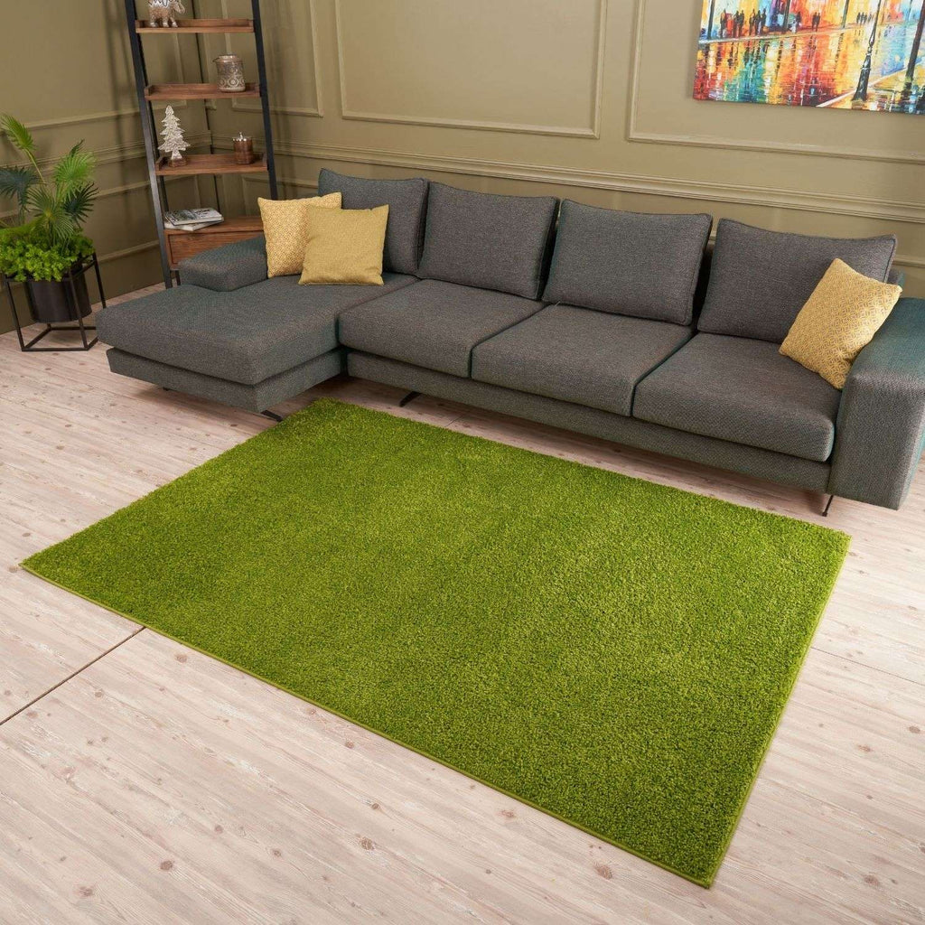 Solid Green Shaggy Rug