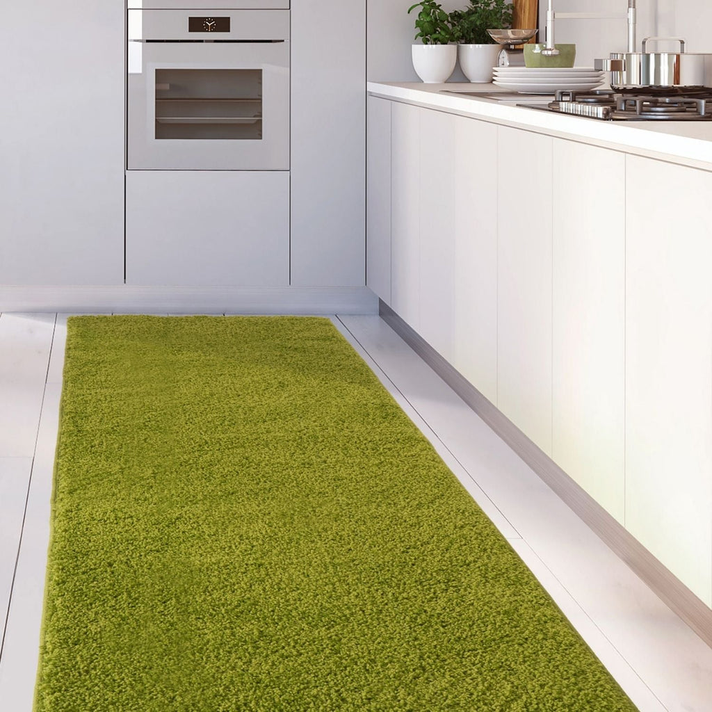 Solid Green Shaggy Rug