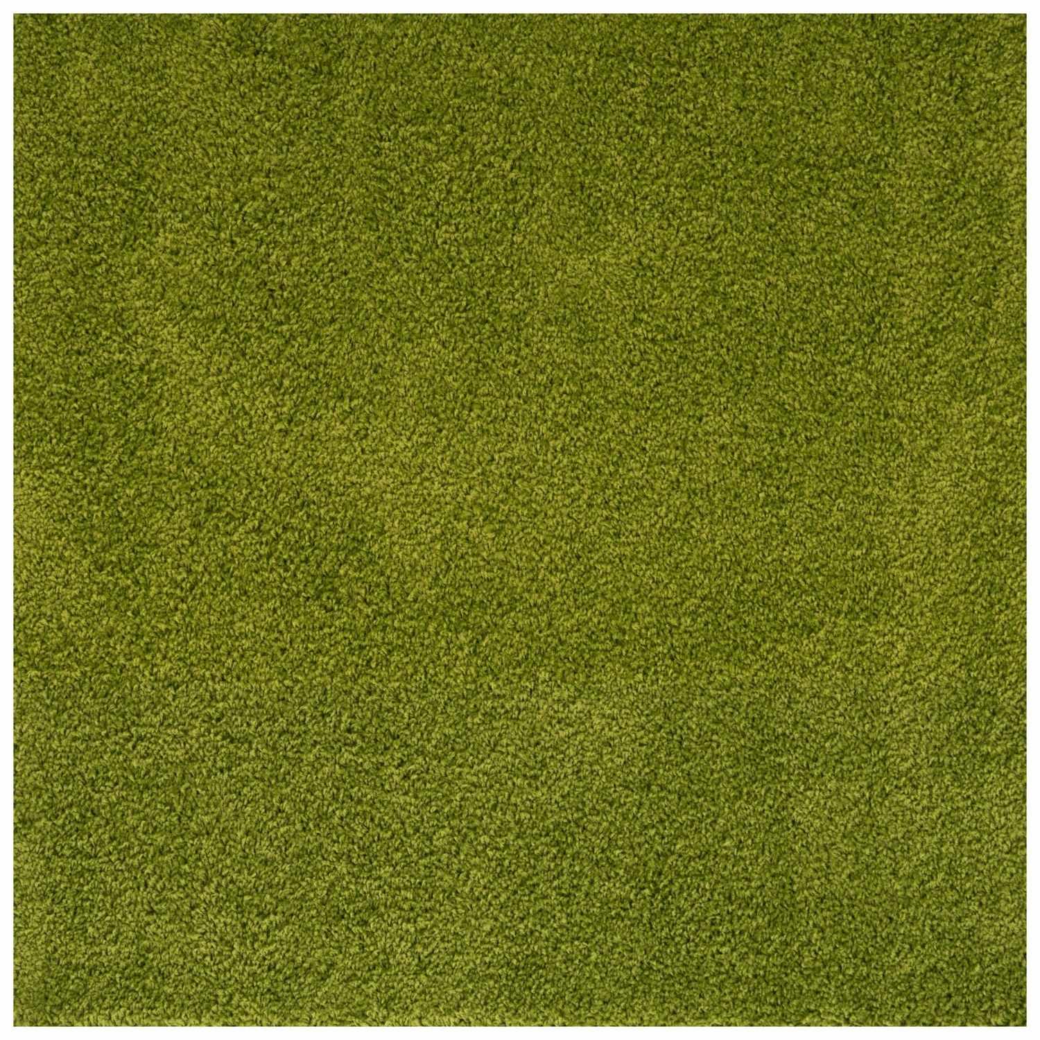 Solid Green Shaggy Rug 120X120 cm