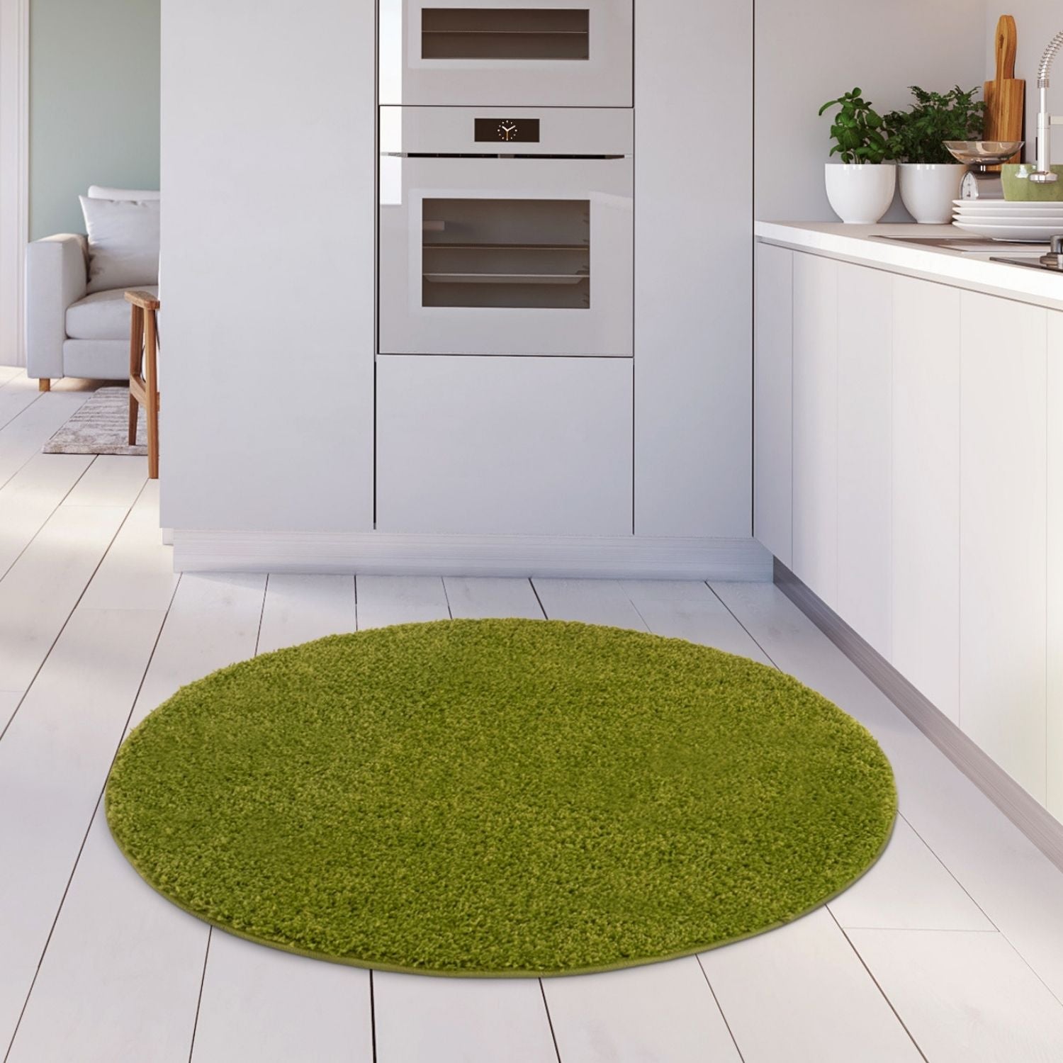Solid Green Shaggy Rug