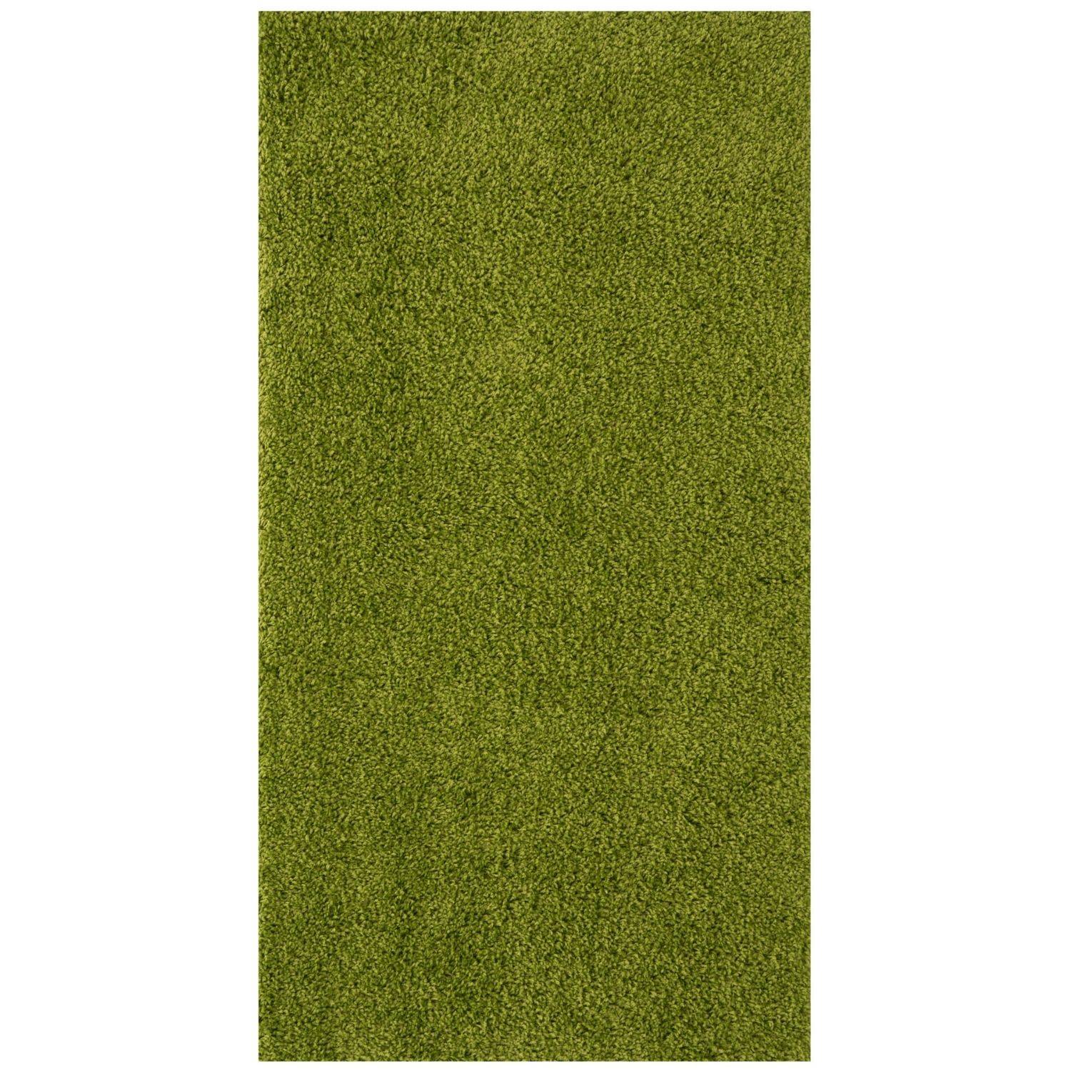Solid Green Shaggy Rug