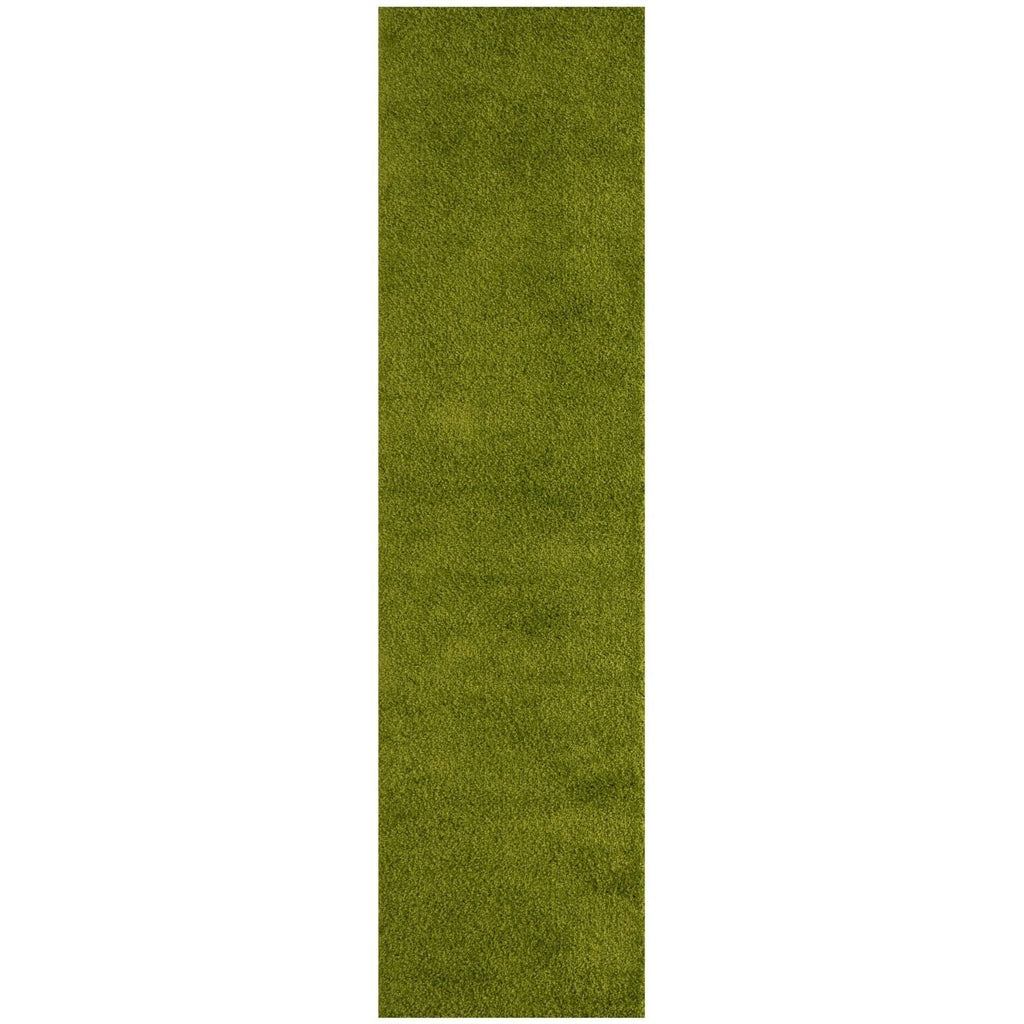 Solid Green Shaggy Rug 80X300 cm