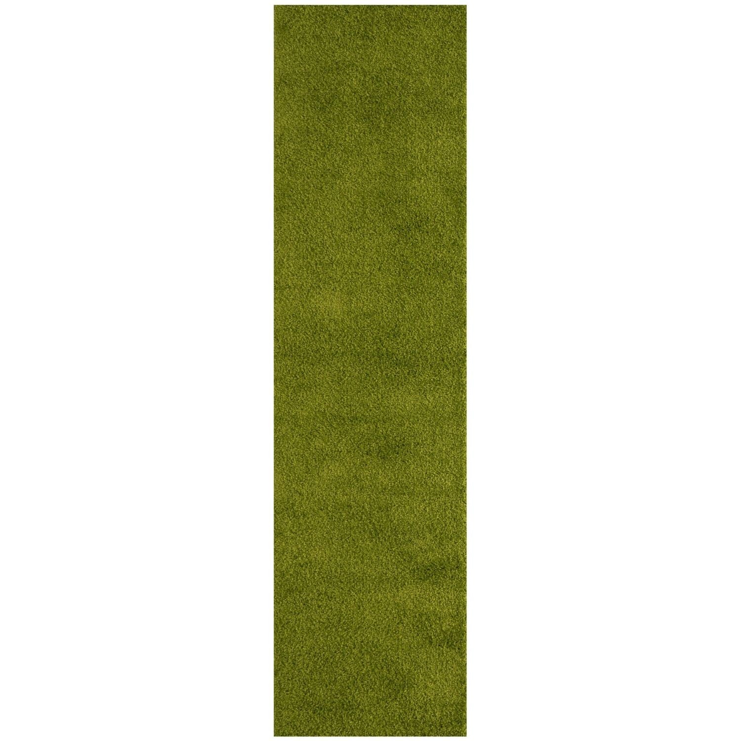 Solid Green Shaggy Rug 80X300 cm